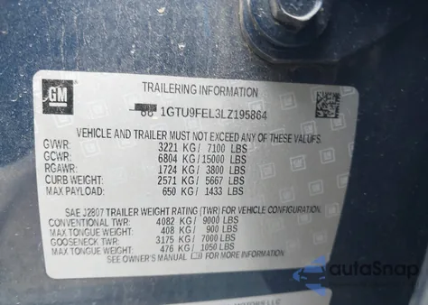 2020 GMC Sierra 1500 4Wd Standard Box Denali из США, поврежденный, VIN 1GTU9FEL3LZ195864